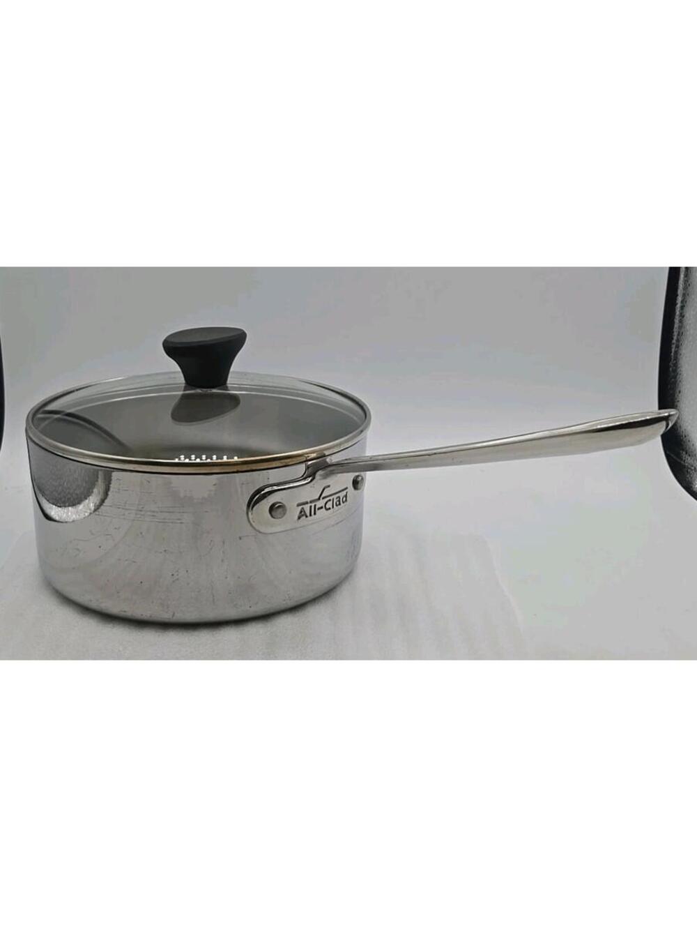 All-Clad Stainless Steel 2.5 Quart 8” x 3.75" Saucepan With Clear Lid